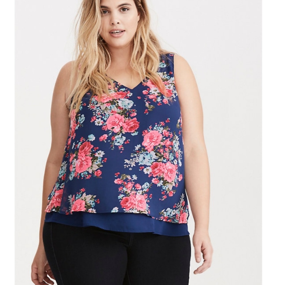 Floral print chiffon layered tank